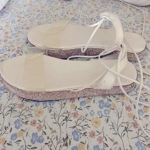 Rhinestone bottom platform sandals